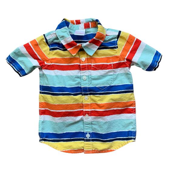 Hanna Andersson striped short sleeve button up shirt - Picture 6 of 9